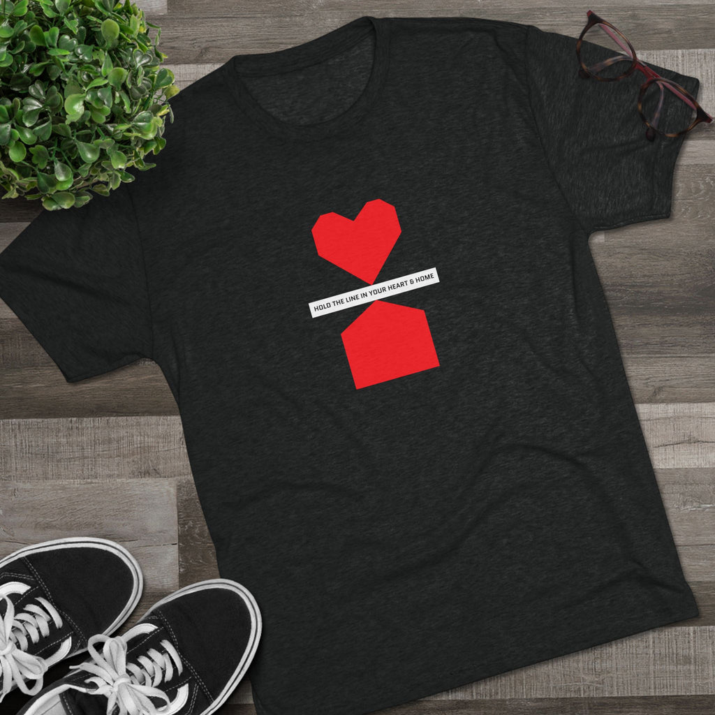 Hold the line in heart and home— Minimalist Red Heart & House Graphic T-Shirt