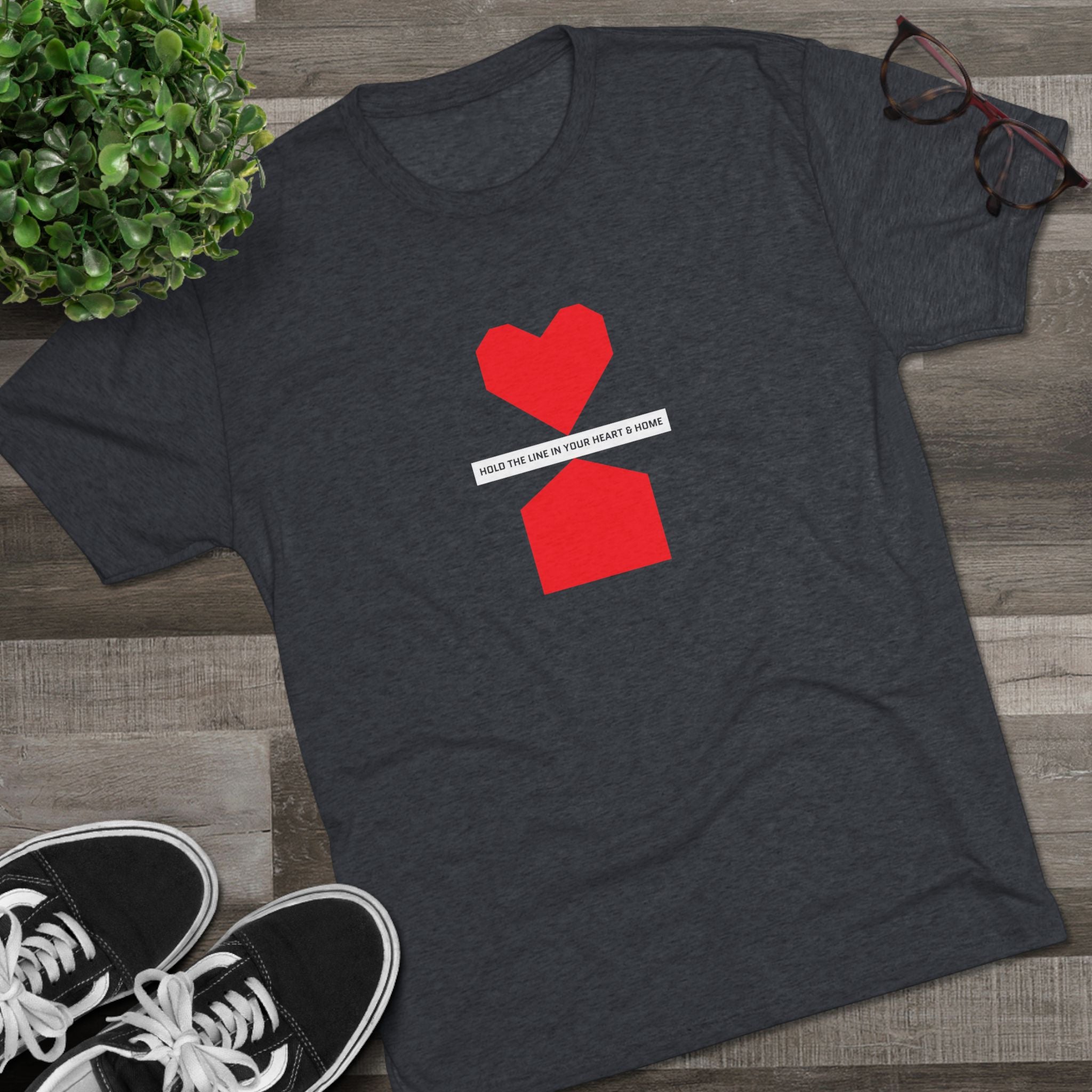 Hold the line in heart and home— Minimalist Red Heart & House Graphic T-Shirt