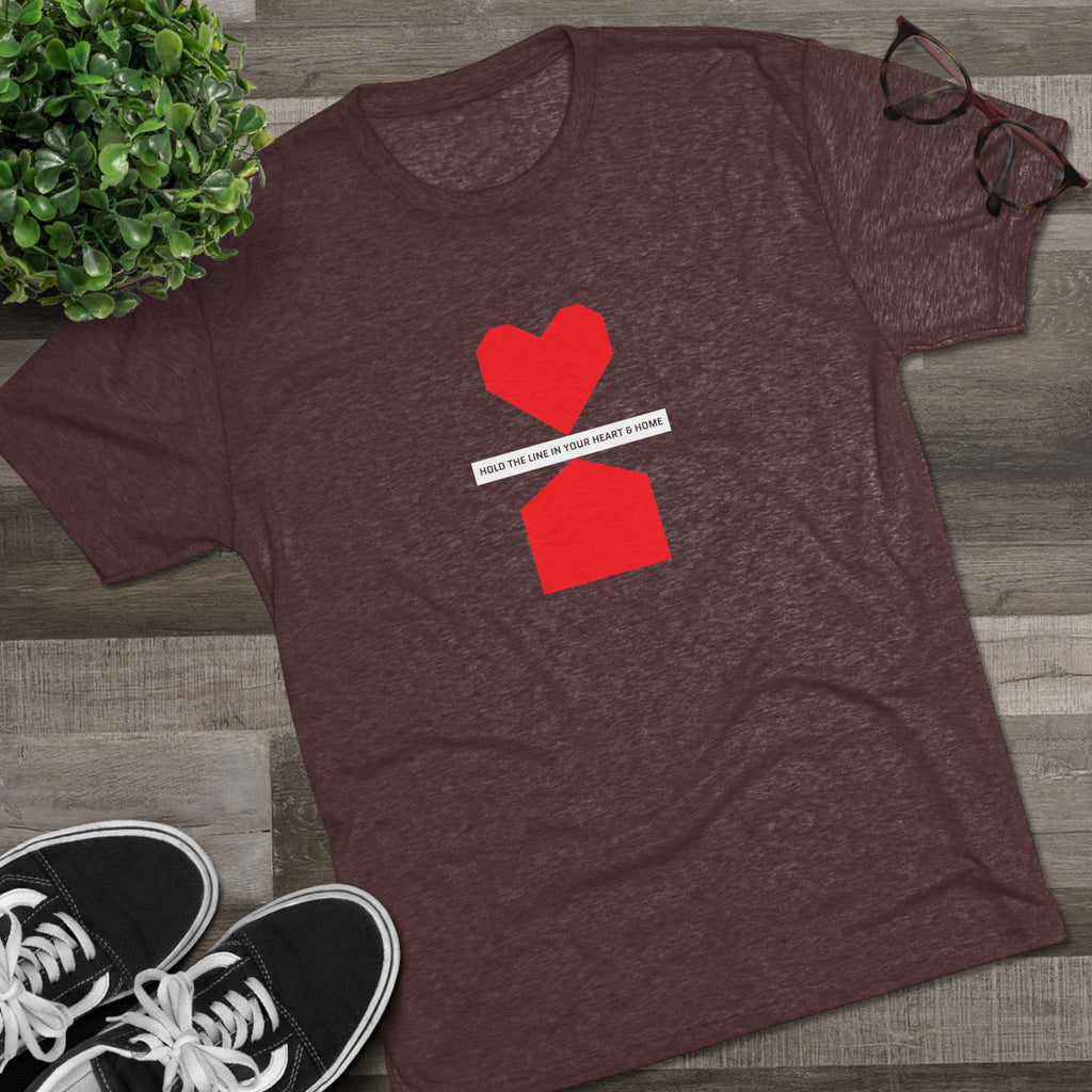 Hold the line in heart and home— Minimalist Red Heart & House Graphic T-Shirt