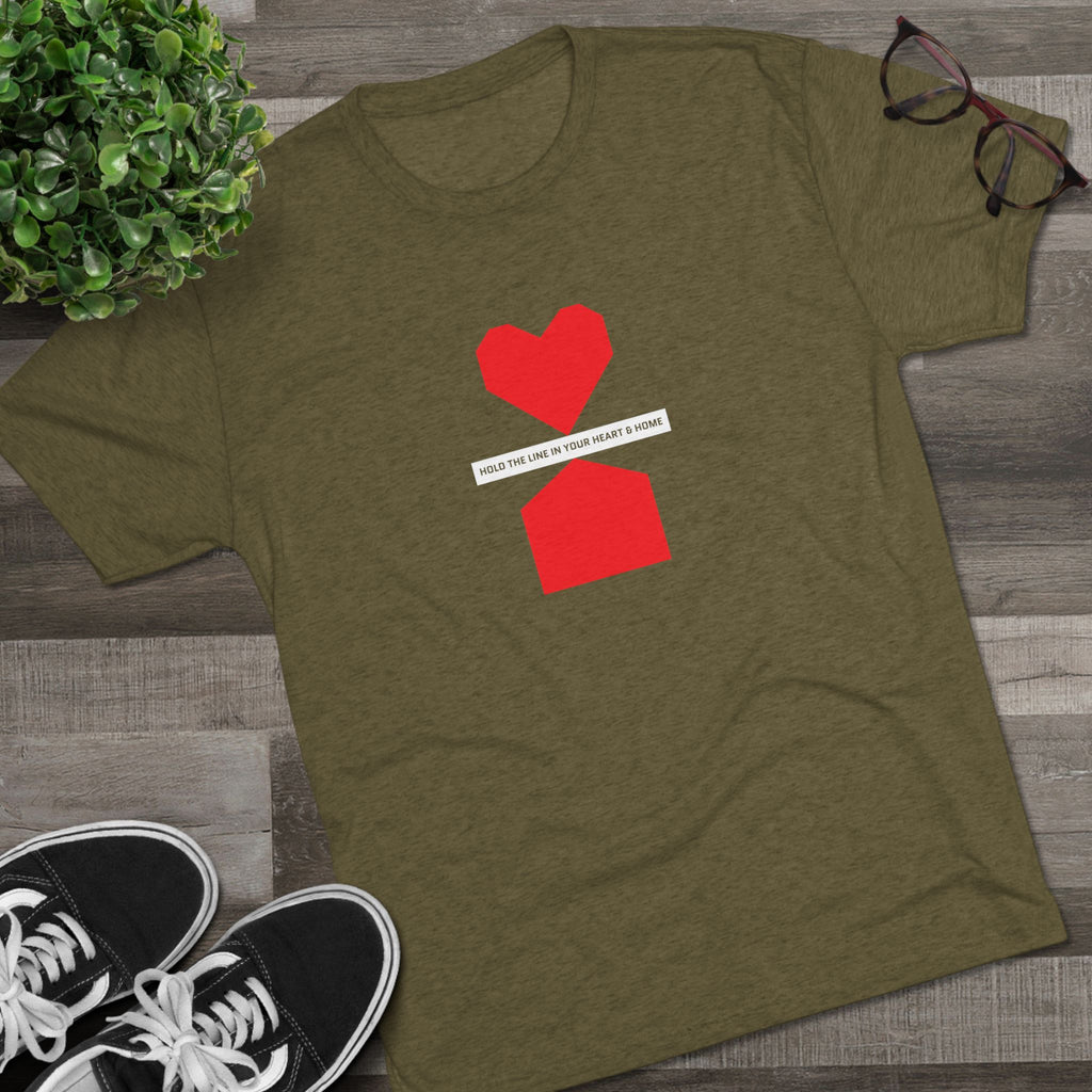 Hold the line in heart and home— Minimalist Red Heart & House Graphic T-Shirt
